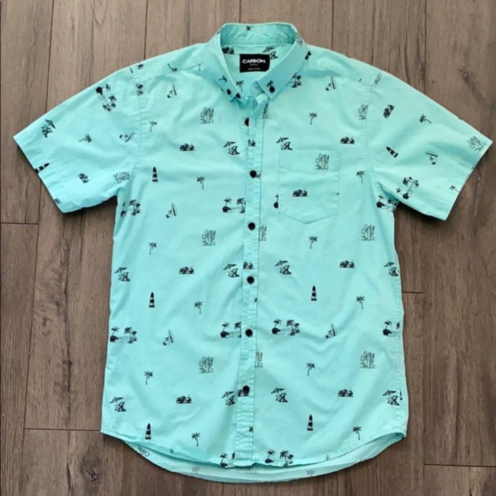 Carbon Men’s Tropical Button Down Short Sleeve Shirt